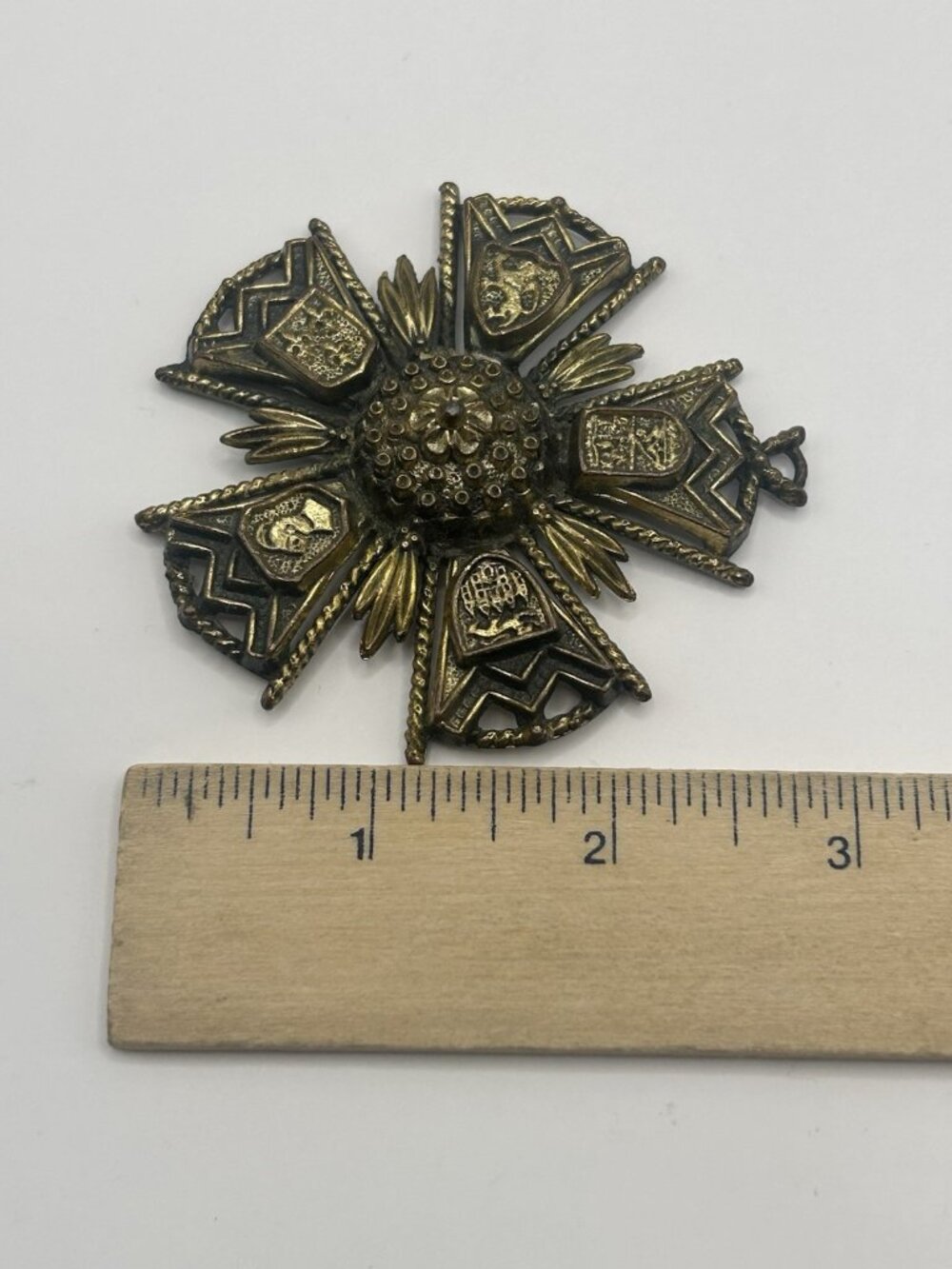 Vintage Heraldic Lion Maltese Cross Pendant 1960s 1970s Jewelry Religious Gift - Picture 7 of 11